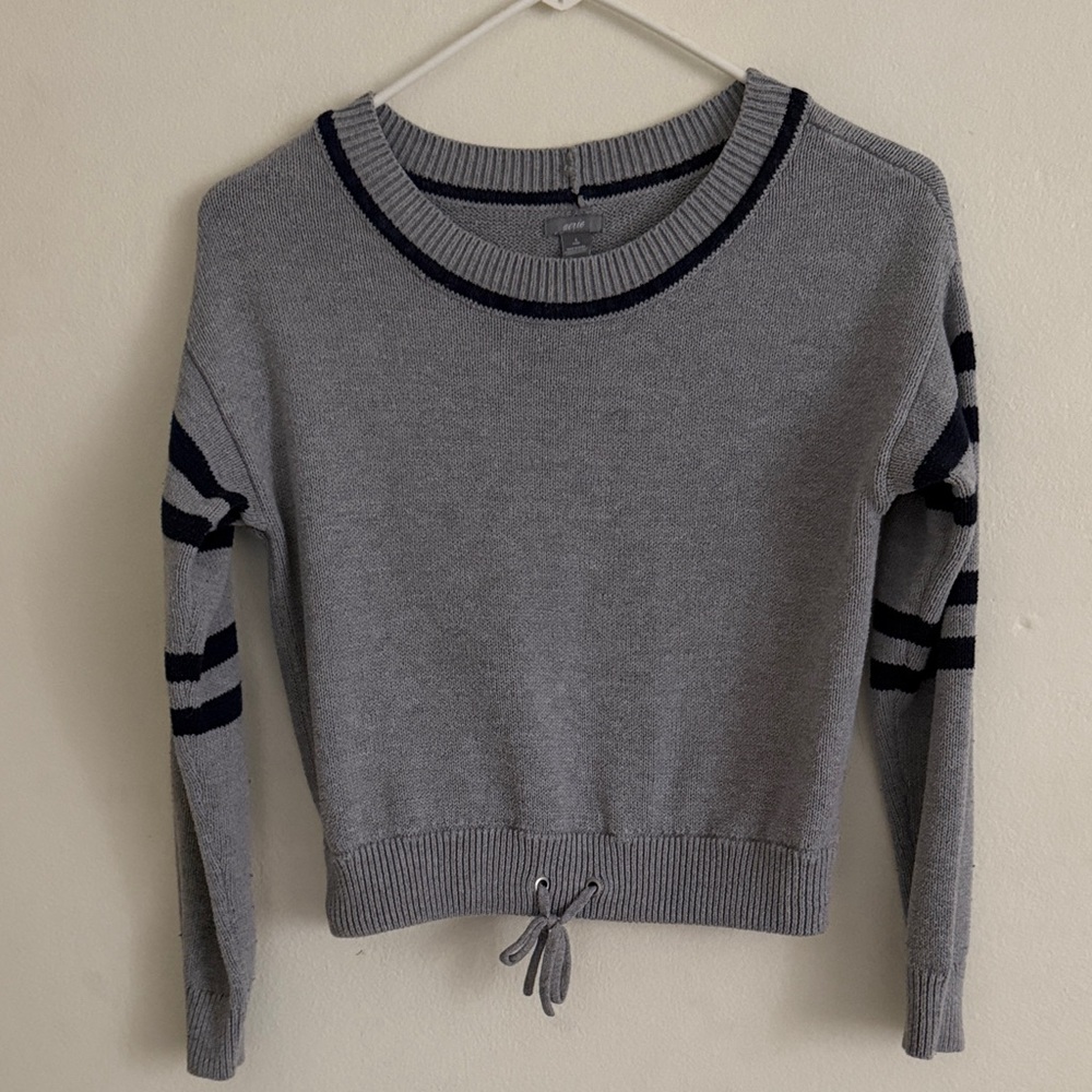 Aerie Gray Sweater with Black Stripes